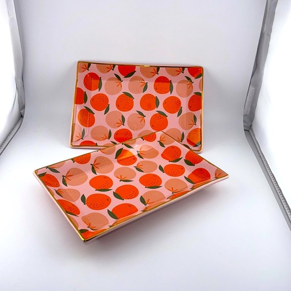 NWT Nordstrom sorbet oranges fruit / jewelry tray / catch all SET OF 2 - Picture 2 of 7